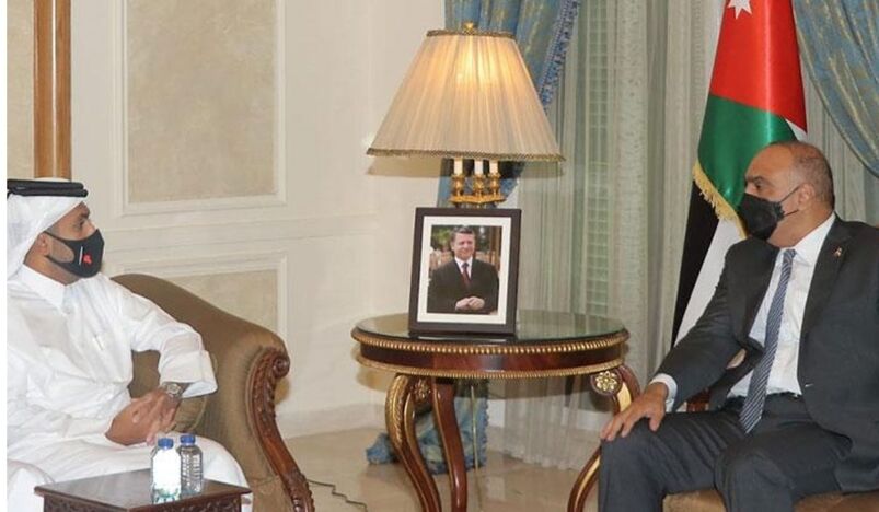 HE Prime Minister of Jordan Bishr Khasawneh with HE Sheikh Faisal bin Thani Al-Thani